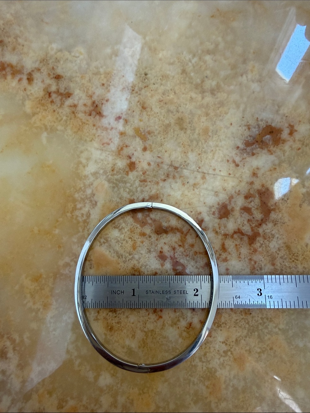 New white stainless steel Bangle with CZ stones size 19 - Picture 6 of 7